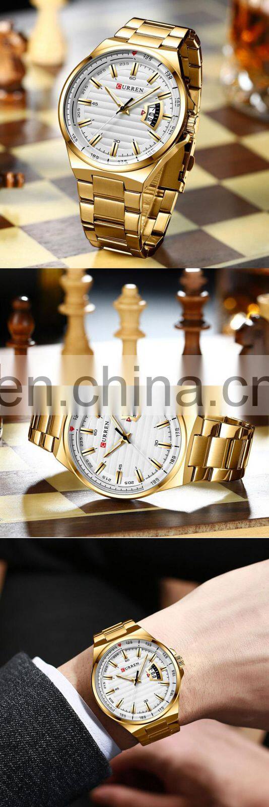 CURREN 8375 Fashion Business Men Watches Stainless Steel Strap Analog Quartz Japanese Watch