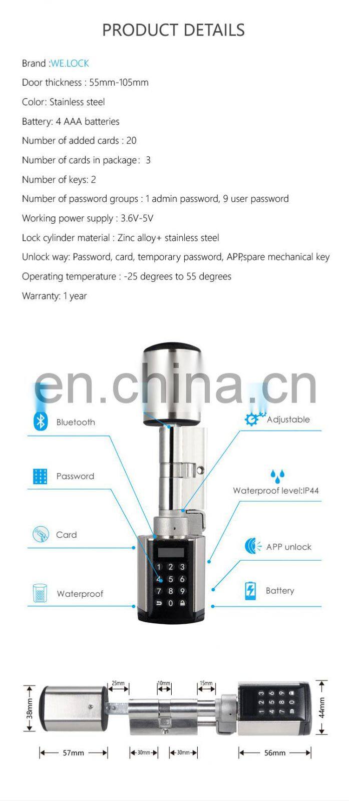 WE.LOCK hot sale smart digital alarm spare key unlock digital lock