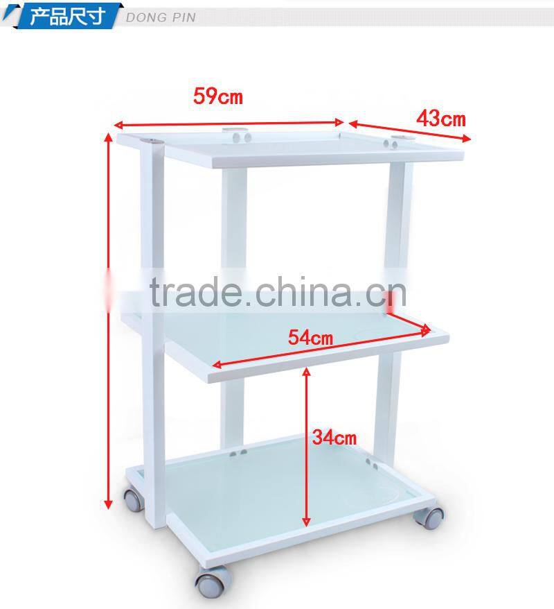 new fashion beauty spa equipment glass shelf trolley for sale