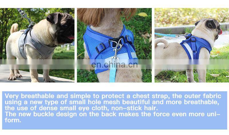 Dog Harness with Leash Summer Pet Adjustable Reflective Vest Walking Lead for Puppy Polyester Mesh Harness