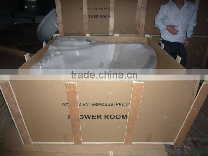cheap corner bathroom massage bathtub with 100% resin inforced by hand