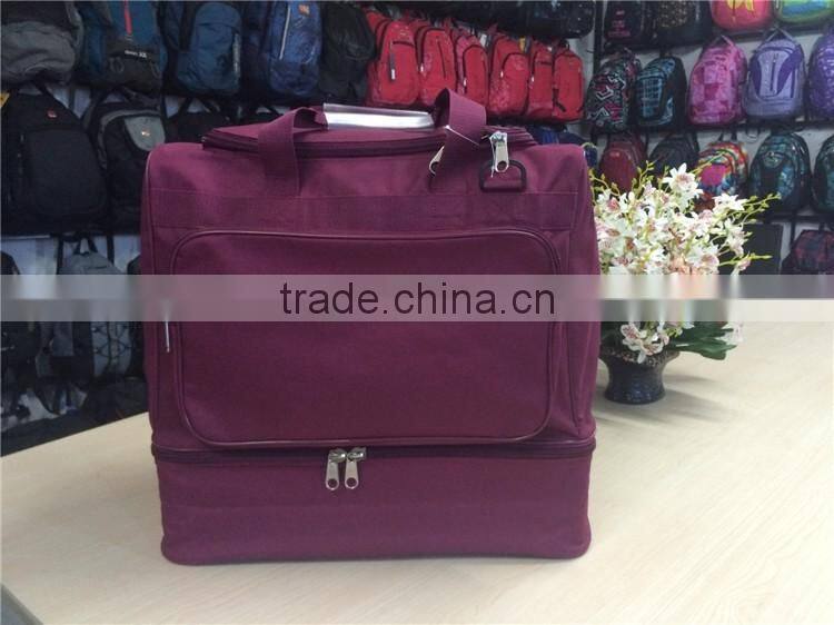 600D polyester double layer sports bag basic medium soccer bag large duffel bag