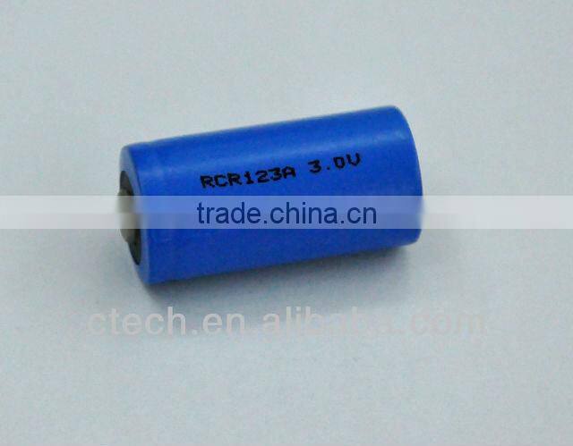 lithium ion rechargeable RCR123A 600mAh battery RCR123A