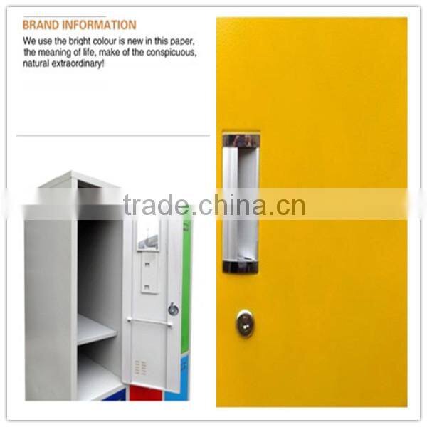 Colorful clothes locker with hanging rods