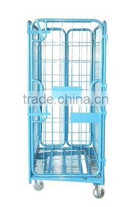 Heavy duty supermarket warehouse folding metal roll trolley