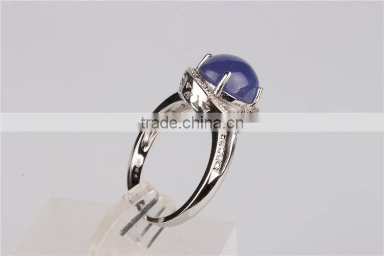 blue gems 925 Sterling Silver Cubic Zircon Silver Ring Design Wholesale Wedding Ring