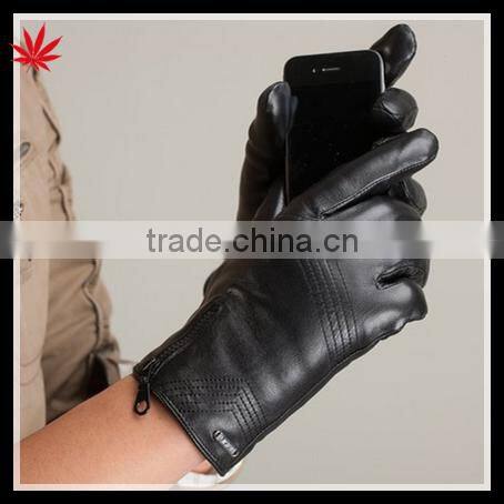 2016 touch leather gloves lady's fashion cheap smartphone leather Gloves