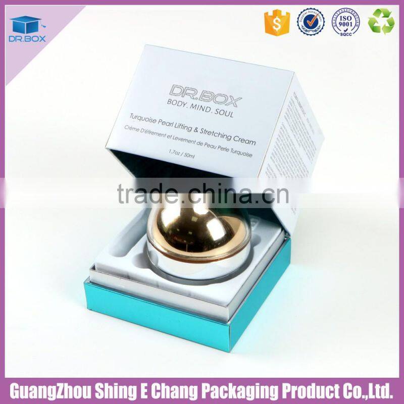 Inside the plastic holder silver cardboard recycled cosmetic boxes