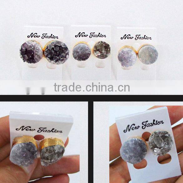 EA3149 Latest design Druzy Bezel Sets, Sparkly Druzy Post Earring
