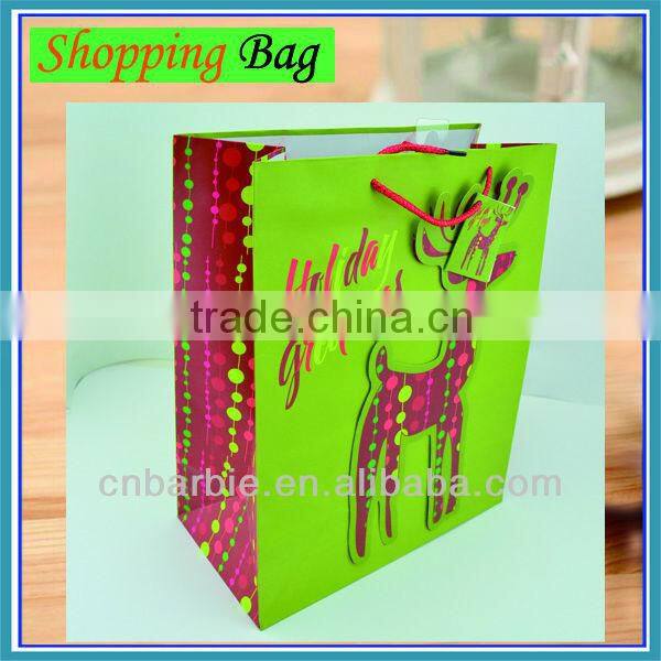 3D reindeer xmas handmade gift paper shopping bag