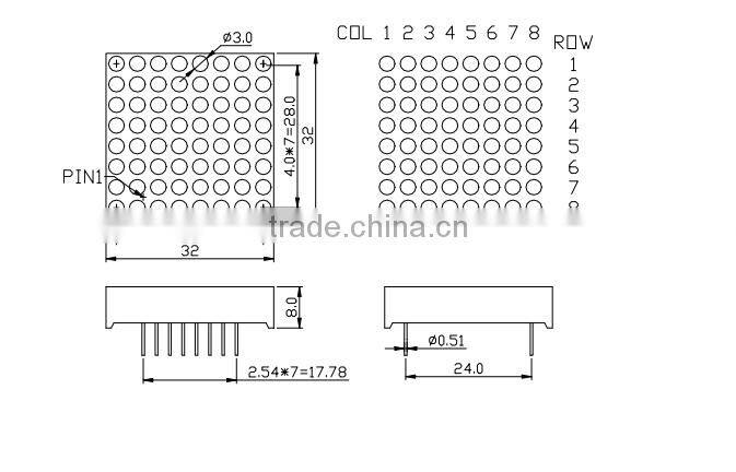 Newshine Free Sample Green flexible led display 8x8 Dot Matrix