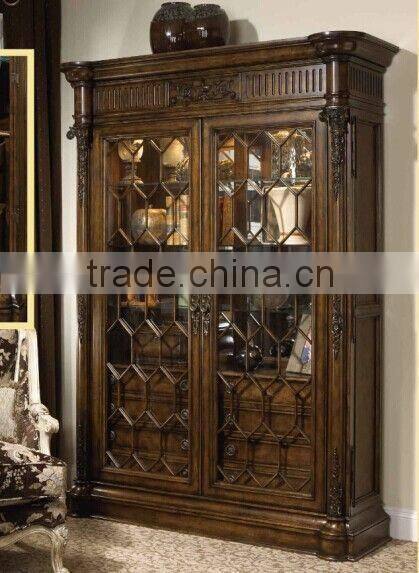 High quality solid wood display cabinet wine cabinet with glass door