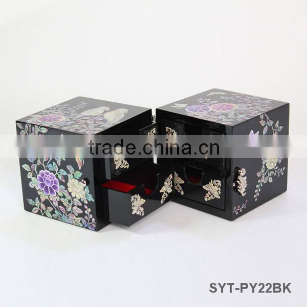 High end mother of pearl drawer wooden jewelry boxes with lock
