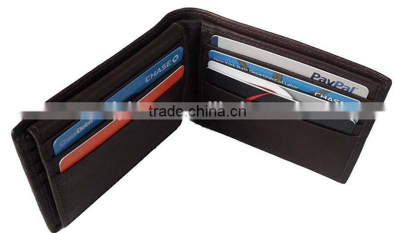 Simple design high quality black genuine leather mens rfid wallet