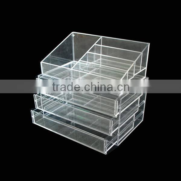 modern fashional pure acrylic makeup organizer/acrylic cosmetic organizer with drawer
