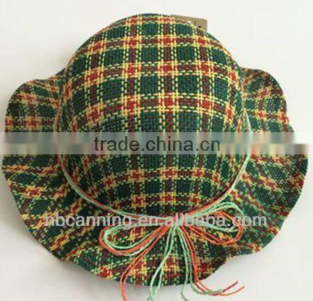 paper straw hats/beach hat/ girls hat /plaid sunny hat cheap