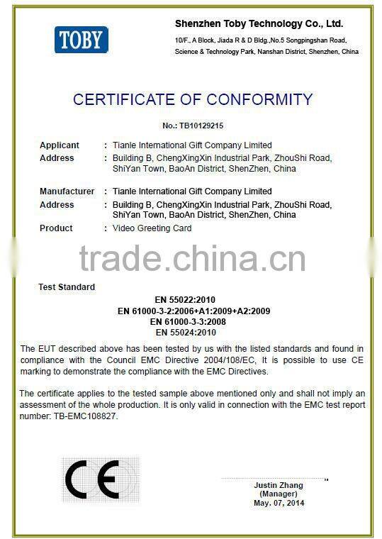 Digital video greeting card on sale 2.4/2.8/3.5/4.3/5/7/10" full color printing Video brochure for promotion