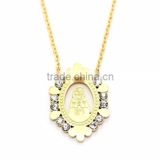 rosary catholic charm gold in stainless steel charming pendant catholic religious souvenir mexican rosary