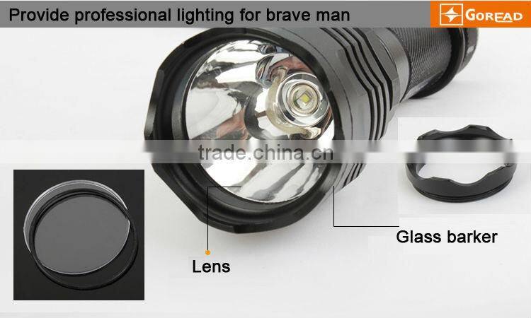Goread C6 Big head aluminum high bright rechargeable 18650 Q5 flashlight search products