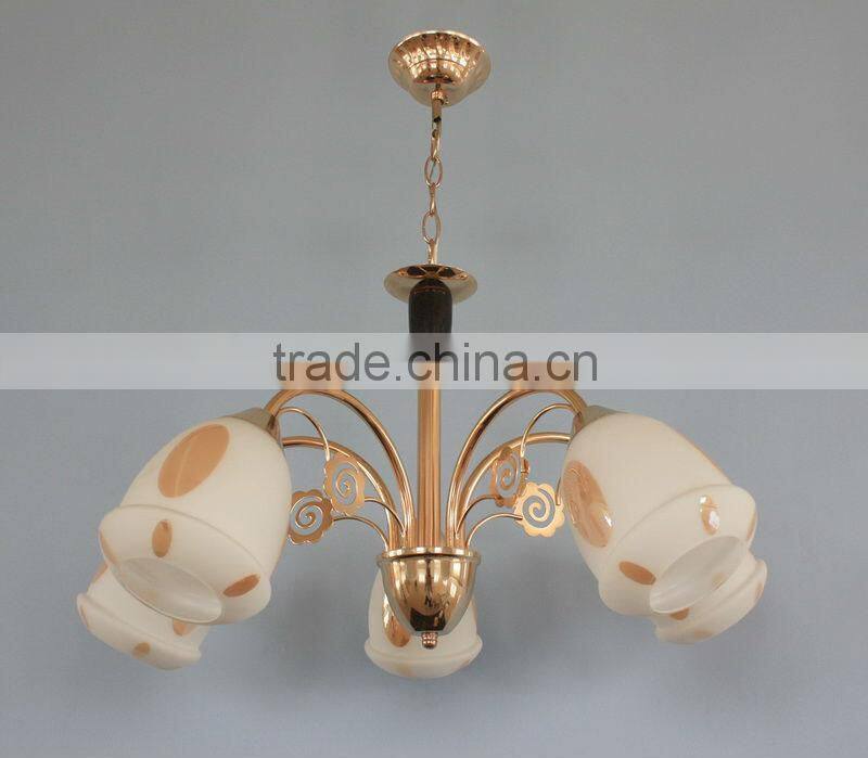 Latest retro rustic glass shade golden body Chandelier&pendant Led light source Coozen Factory