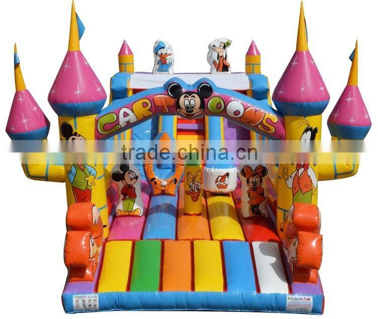 cartoons mickey castle slide, inflatable castle slide for children