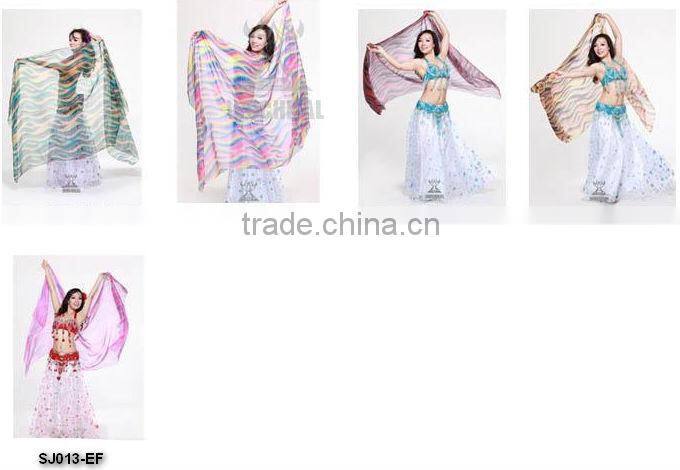 Belly Dance Silk Veil for Performance with Three Colors Switched