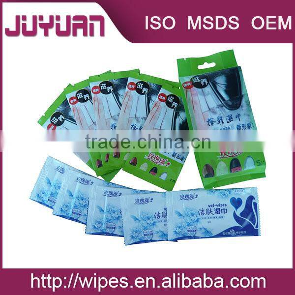 from chinese supplier 20pcs/bag soft shoe polish wet wipes household shoe tissues