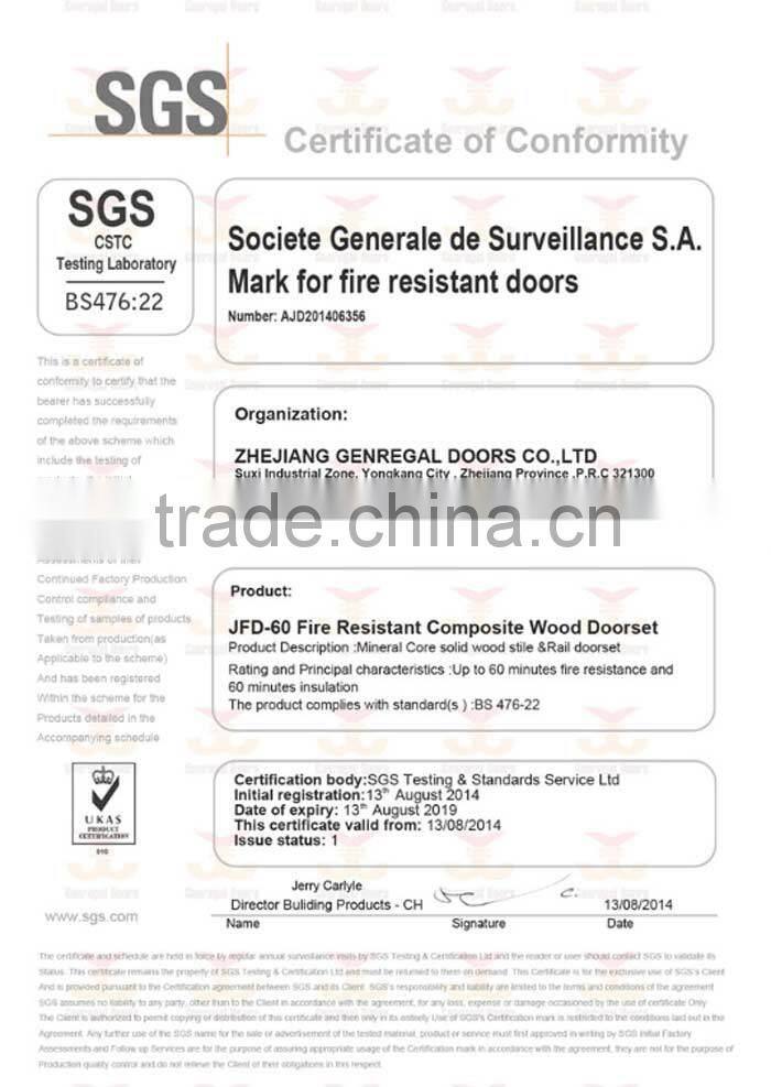 BS476 hotel h60 fire wood door