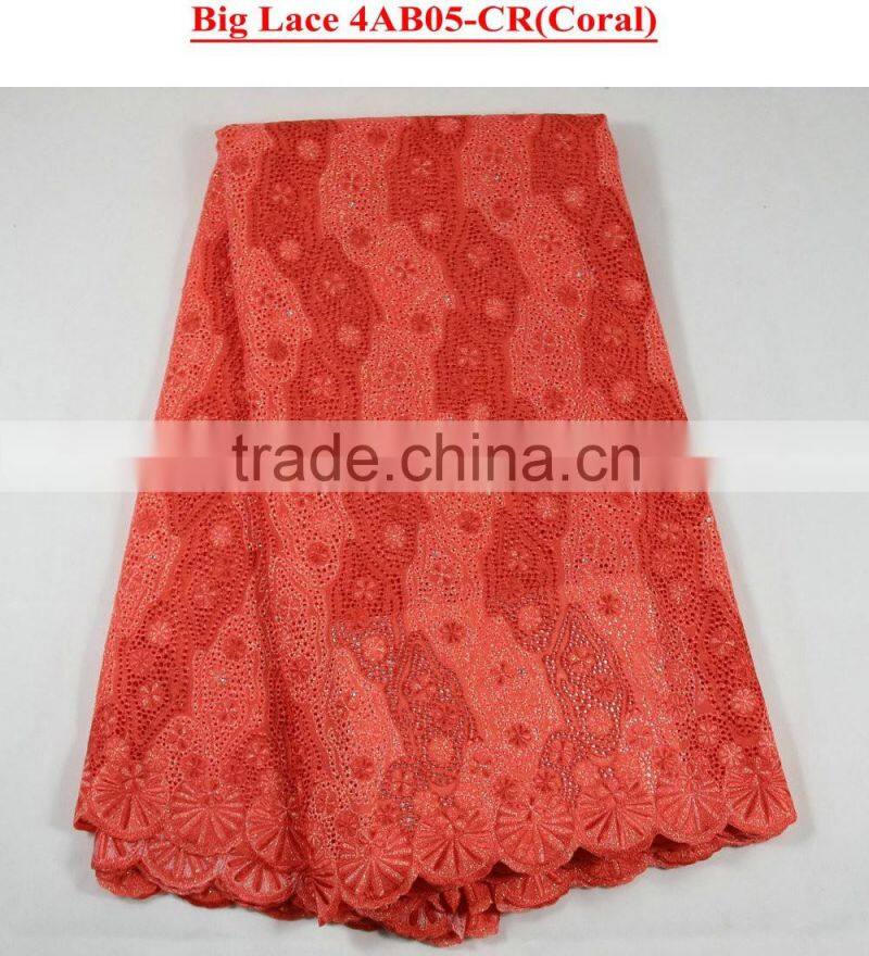 Latest design cotton voile fabric royal blue swiss voile lace