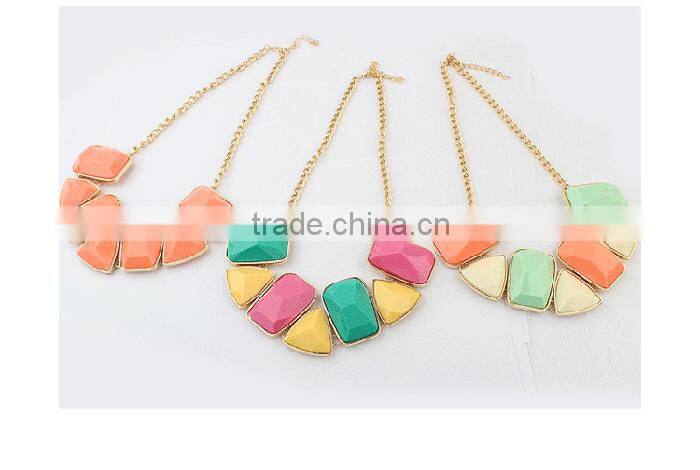 American and European hot sale fashion jewelry resin geometry necklace