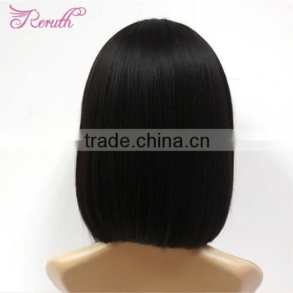 Fashion black short bob style cheap full lace human hair wig