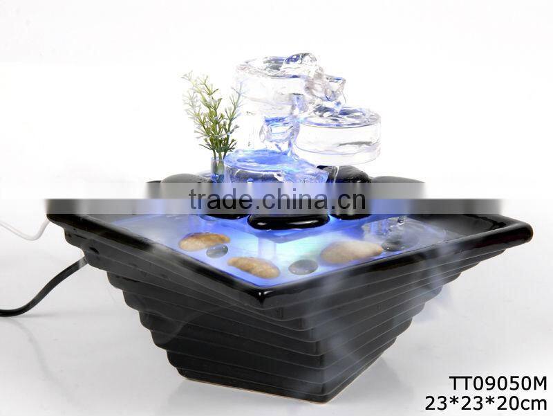 Indoor ceramic and glass fountain