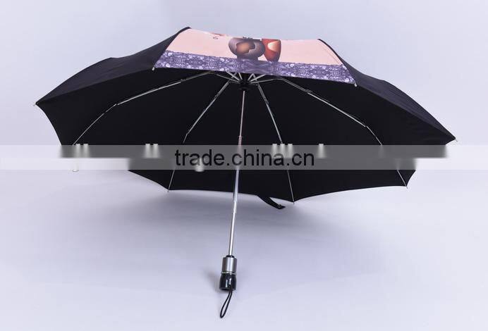 190T Fabric with Teflon Strong windproof superlight frame 8 ribs automatic travel umbrella with Aluminium frame