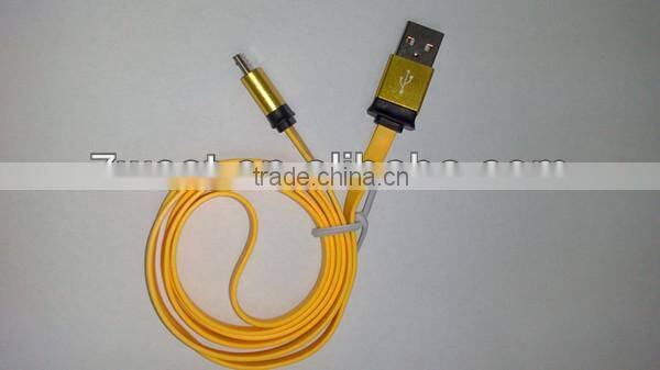 noodle flat metallic shell usb data charger cable for Samsug Sony HTC