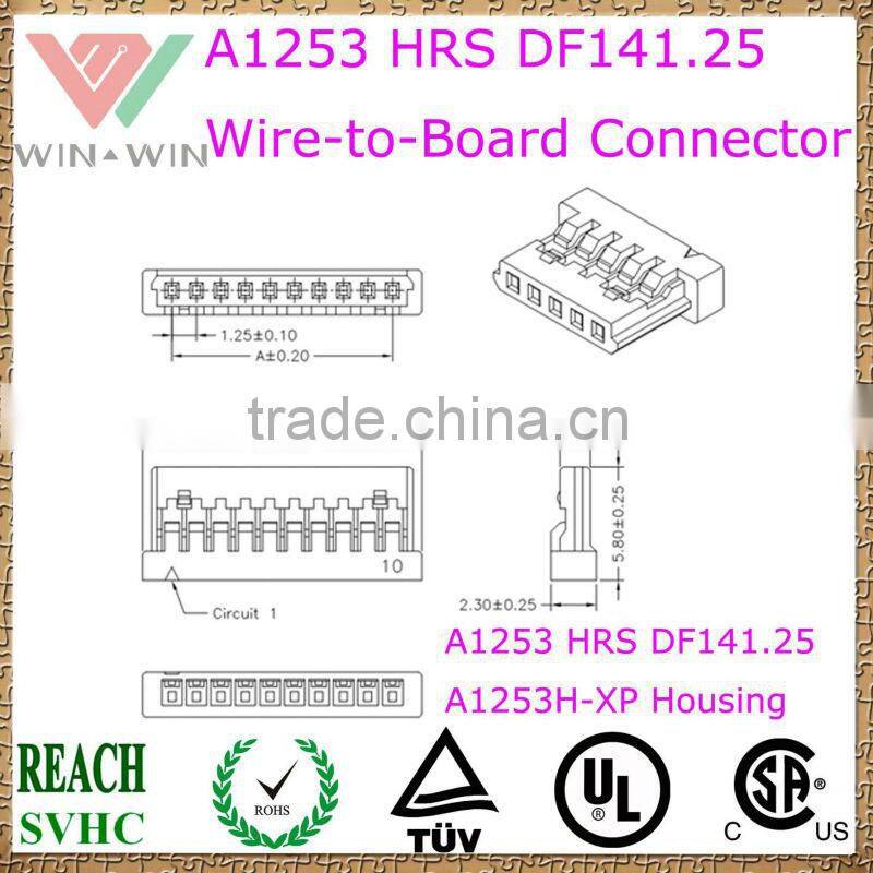 1.25mm pitch A1253 HRS DF14 1.25 Electronic Wire to Board Connector