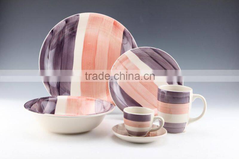 12pc/16pc/18pc stoneware hand painted dinnerware /2016 new design/90cc cup&saucer/ECH069