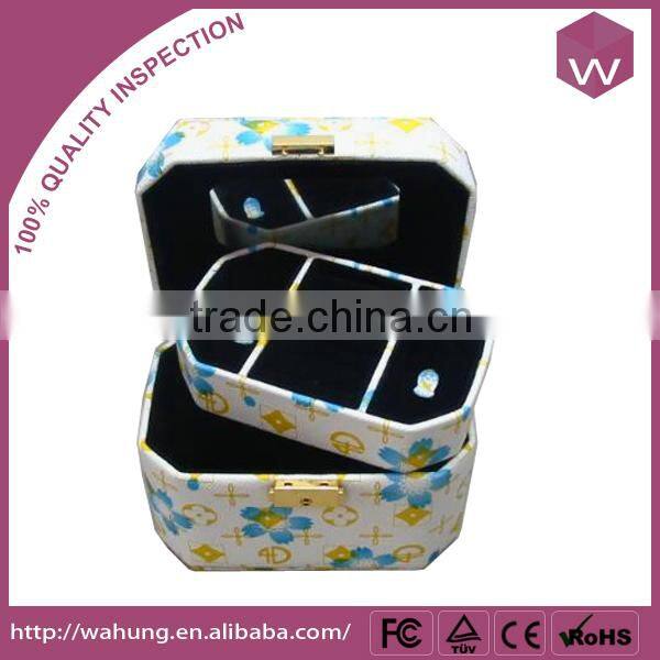 Handmade Pink Double-deck Mirrored Jewelery Packaging Box Handle Mirror Jewelery Case Wholesale