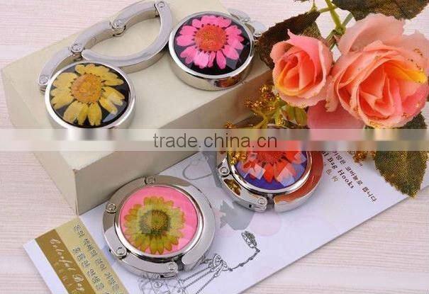 2016 New Rose Flower scarf Folding Purse Handbag Bag Accessories/ Table top bag holder tea bag Hanger