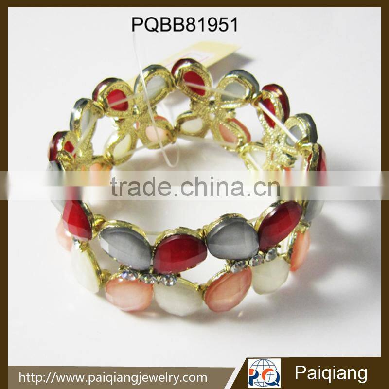 2015 Hot selling big stone stretch bangle with butterfly shape hardware