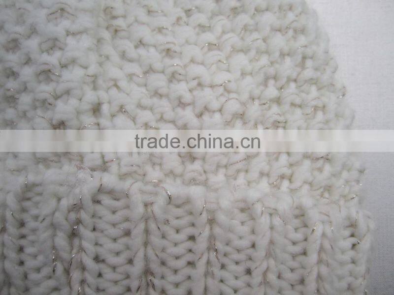 Free sample offer white color cute style acrylic Beanies with silver line