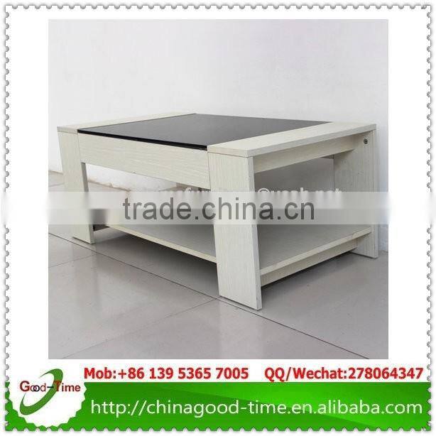 flat packing wooden coffer table with glass , modern wood coffee table design
