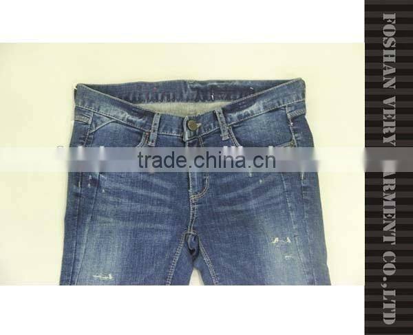 casual ladies jeans top design with little ripped