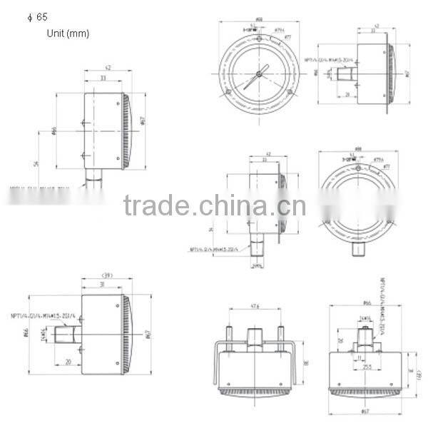 High quality black steel brass internal vacuum gague