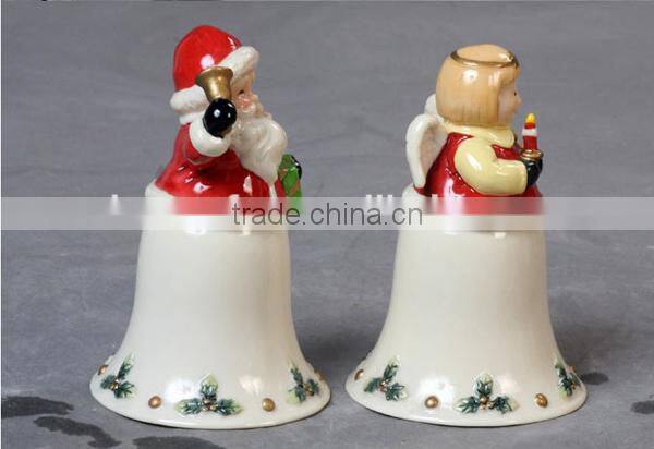 ceramic handmade christmas bell santa claus and angle design