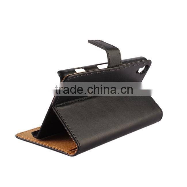 Plain Wallet Genuine Leather Case Cover For Sony Xperia Z4