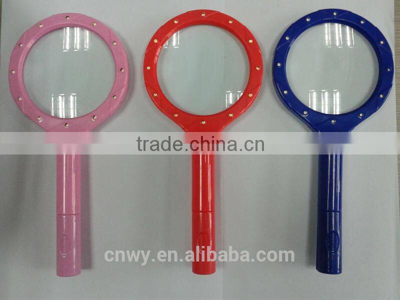 hot sale blue, red and picnk color plastic 12 LED magnifer light 3 power