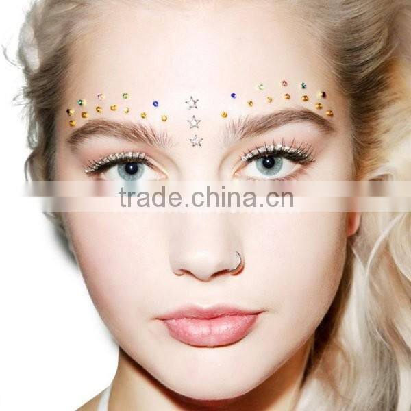 Custom sparkling temporary crystal makeup jewels self-adhesive face jewels on sticker manufacturer