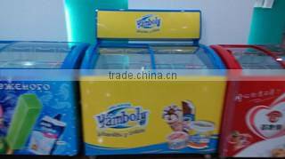 Best seller 151L to 515LSliding Door Curved Glass Chest Showcase