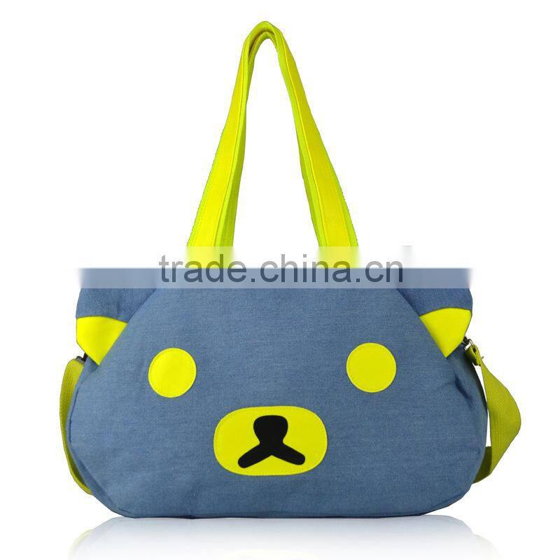 2014 Summer Hot sell Bear Canvas Denim Girl Tote Bag China Manufacturer