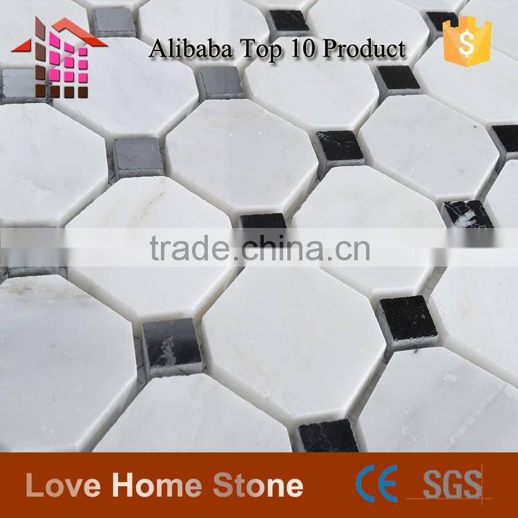 Crarara white and black floor tile, wall tiles,polished octagon marble